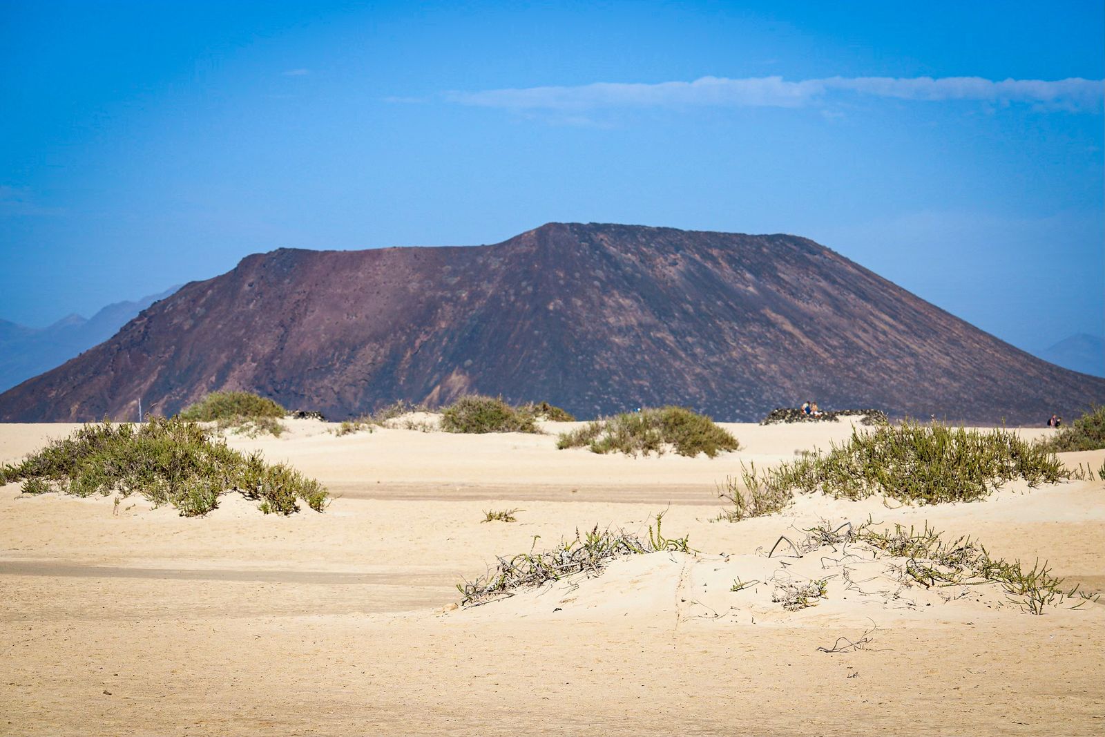 Sand dunes and volcanic hills in Fuerteventura