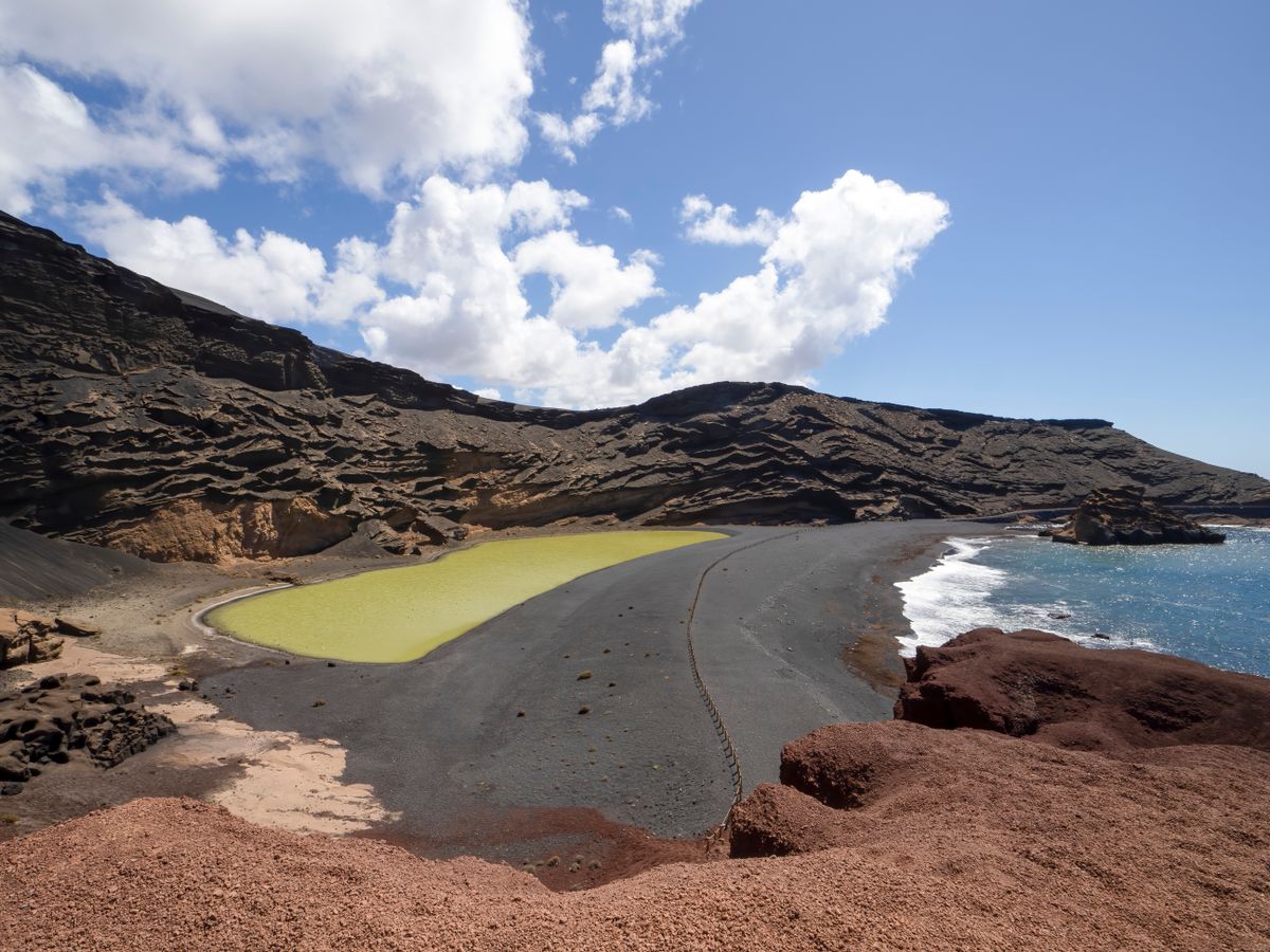 The green lagoon of Charco Verde at El Golfo, Lanzarote